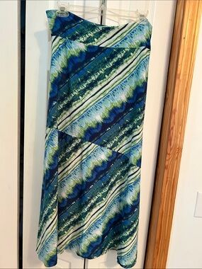 new directions Blue, Green & White Printed Maxi Skirt
